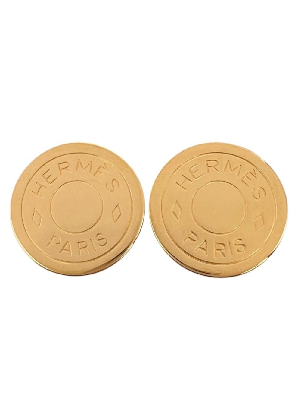 Hermes Clou de Selle Sellier Metal Gold Earrings
